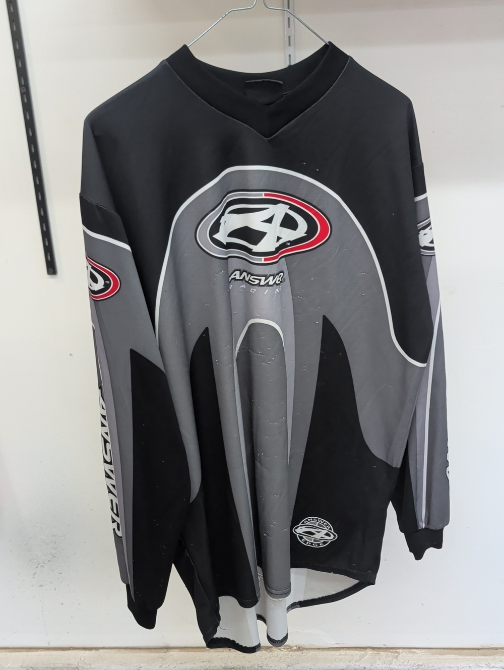 Answer Racing Motocross Jersey, Black & Gray Long Sleeve, Large